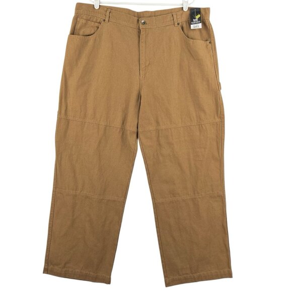 NEW No Boundaries Men's Brown Canvas Carpenter Pants Size 42x31 Cotton Straight - Picture 1 of 14